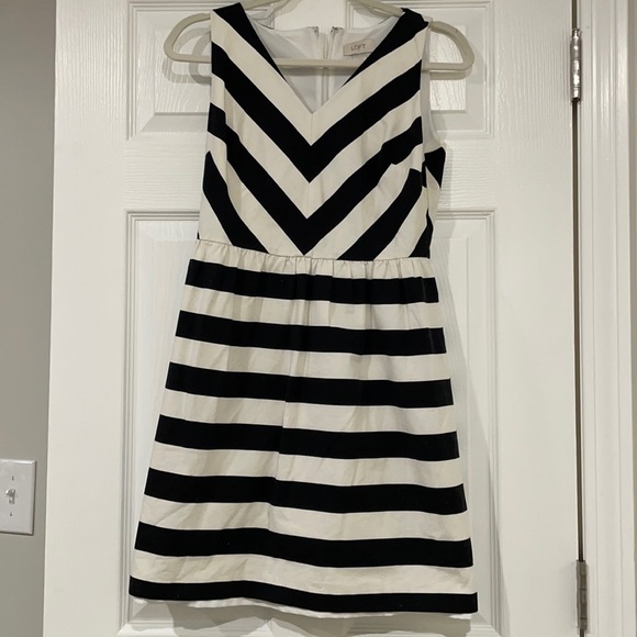 Hobbs Emma Stripe A-line Dress, White/Black